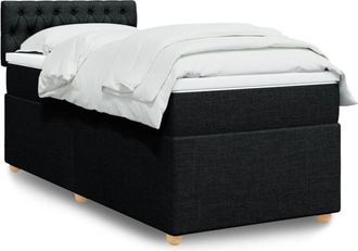 vidaXL Cama Box Spring Con Colch&oacute;n Tela Negro 80x200 Cm Vidaxl