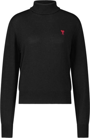 Ami Turtlenecks, female, Black, Size: L Wool Turtleneck Sweater for Fall