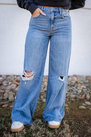 Hidden Jeans Nori Wide Leg Jeans In Med Wash