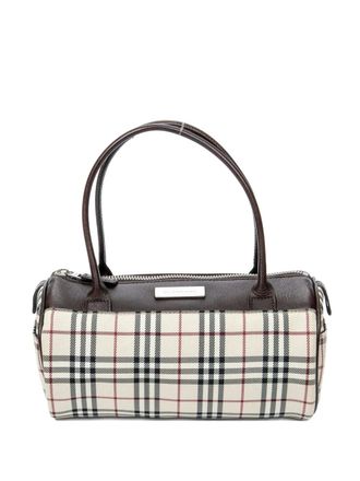 Burberry check-print barrel bag - White