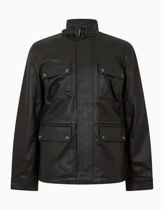 Belstaff Mens Grant Leather Jacket - Black - Size: 44/Regular
