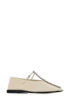 Jil Sander Womens Ivory Leather Ballerinas Eggshell Ballerine Flat Shoes