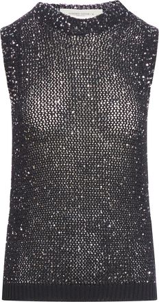 Golden Goose NET MESH TOP WITH SEQUINS AND CONTRASTING DETAILS - Golden Goose Deluxe Brand - Woman