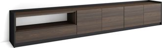 Skraut Home Skraut Home - Mueble Tv, Televisi&oacute;n, 310x37x50cm, Para Tv Hasta 80, Roble Oscuro Y Negro