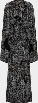 Paco Rabanne Firework Embroidered Long-Sleeve Cape Maxi Dress