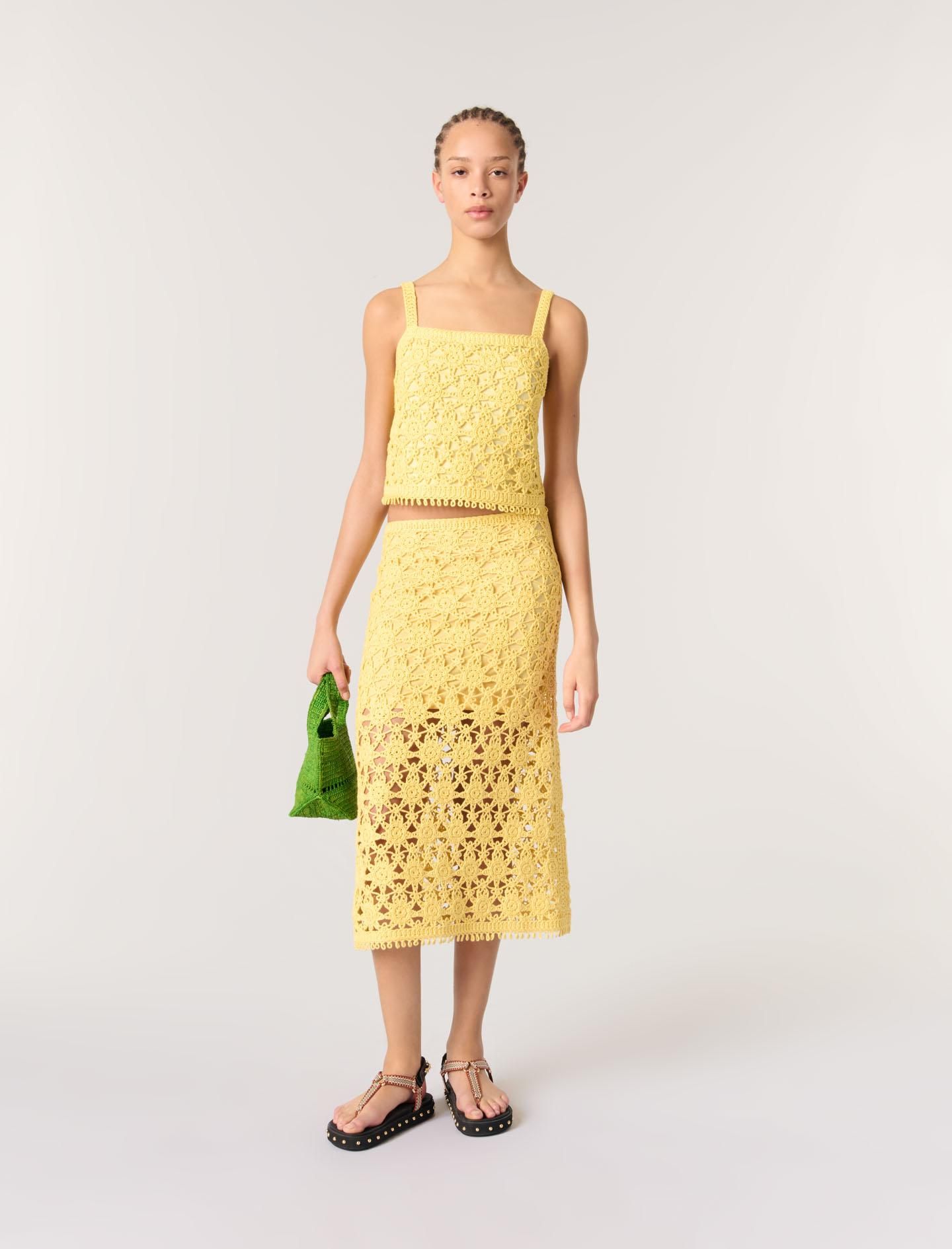 Maje robe en maille ajourée à coupe mi-longue Jaune dès 445,00