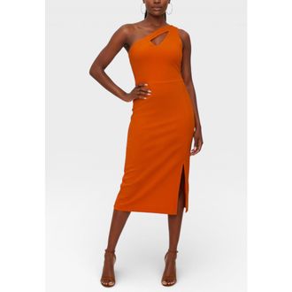 Rachel Roy Lara One-Shoulder Midi Dress in Saffron at Nordstrom, Size X-Large