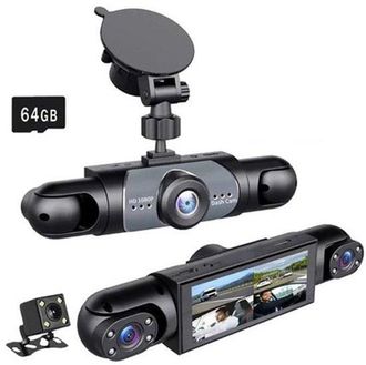 OEM C&aacute;mara Para Salpicadero Con 4 Lentes, 4k 360&deg;, Funci&oacute;n De Grabaci&oacute;n Frontal Y Trasera/interior Con Visi&oacute;n Nocturna, Tarjeta Gr&aacute;fica De 64 Gb