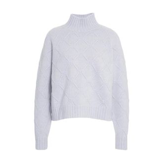 Elisabetta Franchi Turtlenecks, female, Blue, Size: M Diamond Pattern Knitwear Blu Aw25