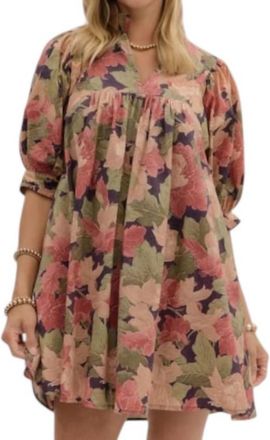 Entro Floral Pullover Mini Dress In Pink Multi