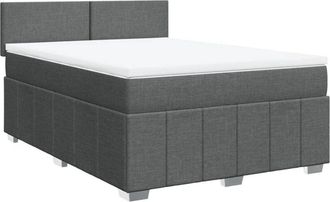 vidaXL Vidaxl - Cama Box Spring Con Colch&oacute;n Tela Gris Oscuro 160x200 Cm