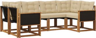 vidaXL Conjunto De Sof&aacute;s De Exterior 6 Uds. Natural Y Beige Vidaxl