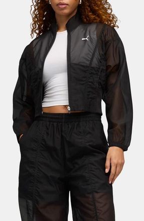 Puma Dare To Water Repellent Sheer Jacket in Puma Black at Nordstrom, Size X-Small