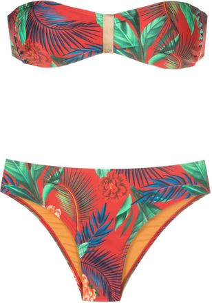 Lygia & Nanny Ester botanical-print bandeau bikini - women - Polyamide/Elastane - 40 - Red