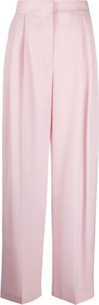 Alexander McQueen pleated high-waisted trousers - women - Wool/Cupro - 38 - Pink