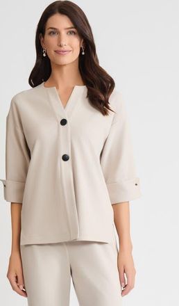 Ming Wang Heritage Tonal Stretch Deco Crepe Jacket in Limestone at Nordstrom, Size X-Small