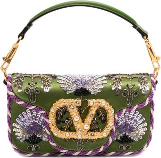 Valentino Garavani Borsa tote Loc&ograve; piccola con ricamo - Verde