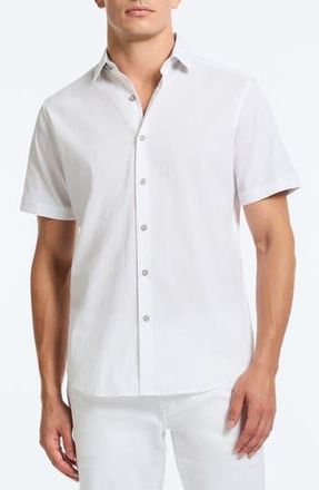 Robert Graham Thresher Classic Fit Solid Short Sleeve Cotton Seersucker Button-Up Shirt in White at Nordstrom Rack, Size Xxx-Large