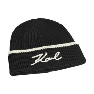 Karl Lagerfeld K/Signature Cashmere Bend Beanie - female - Karl Lagerfeld - Accessories - Black - ONE SIZE - Accessories