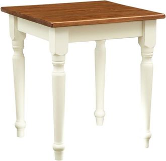Biscottini International Biscottini - Country-style solid lime wood antiqued white frame walnut top table. Made in Italy