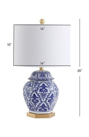 Jonathan Y Designs Gretchen Ginger Jar Ceramic/Metal LED Table Lamp in Blue/white at Nordstrom