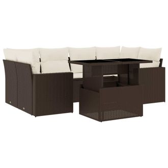 vidaXL Vidaxl - Set Divani Da Giardino 7 Pz Con Cuscini Marrone In Polyrattan