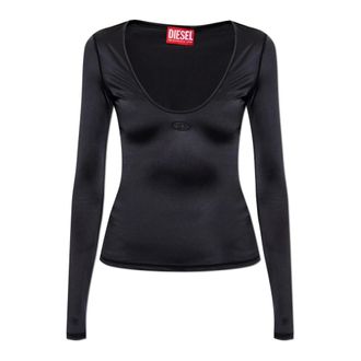 Diesel T-Elphin-Ls Top - Dames - Longsleeves - Zwart - M - Leer - Tops