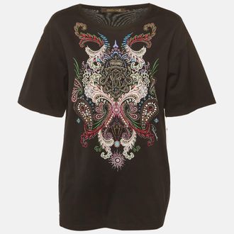 Roberto Cavalli Black Printed Jersey Oversized T-Shirt