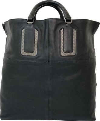 Bottega Veneta Black Leather Handbag Tote Bag (Pre-Owned)