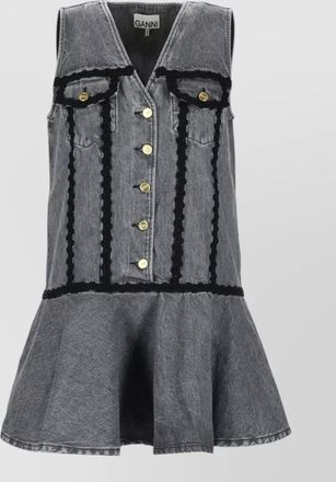 Ganni sleeveless dress contrast trim front pockets