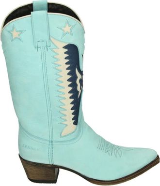 Sendra Westernlaars Lichtblauw Nubuck Leer - Dames - Cowboylaarzen - Blauw - 40 EU - Leer - Schoenen