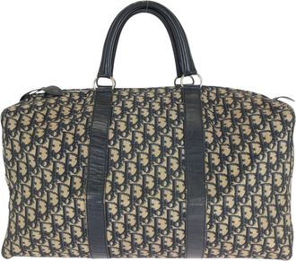 Dior Navy Canvas Leather Boston Bag (Pre-Owned)