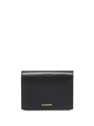 Jil Sander logo-stamp leather card holder - Black