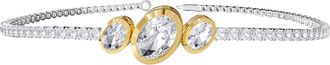 Diamond2Deal 14k Two-tone Gold 3.9 Ct Oval Cut Lab Grown Diamond Bangle Bracelet 7 VVS-VS, E-F