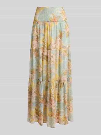 Lauren Ralph Lauren Ausgestellter Maxi-Rock mit Volants in Hellblau Melange, Gr&ouml;&szlig;e 38