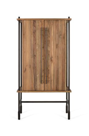 Giner&Colomer Mueble bar de teca 169 cm estilo r&uacute;stico industrial