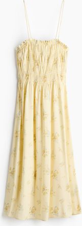 H&M Gesmoktes Tr&auml;gerkleid - Hellgelb/Gebl&uuml;mt