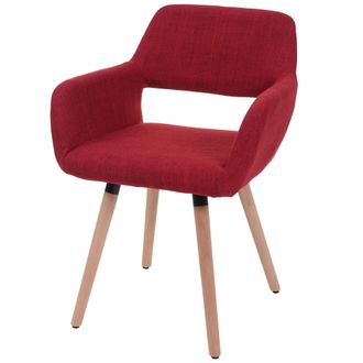 Hhg Silla De Comedor Hhg 428 Ii, Silla Silla De Cocina, Dise&ntilde;o Retro A&ntilde;os 50, Textil, Rojo P&uacute;rpura, Patas Claras