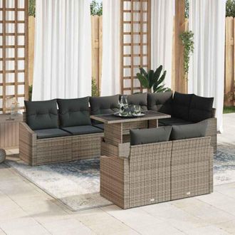 vidaXL Vidaxl - Conjunto De Sof&aacute; De Jard&iacute;n Manual 9 Pcs Gris 100 X 55 X 73 Cm