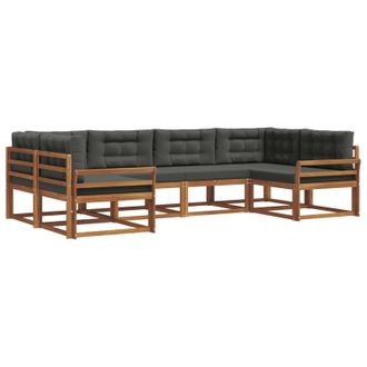 vidaXL Conjunto De Sof&aacute;s De Exterior 6 Pcs Natural Y Antracita Vidaxl