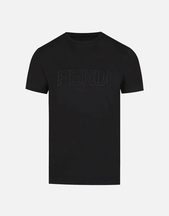 Fendi Mens Fendi Zig-Zag Logo T-Shirt in Black - Size: 38