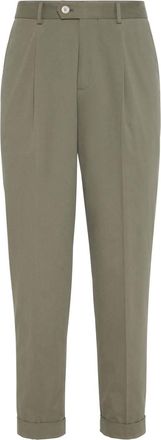 Brunello Cucinelli garment-dyed gabardine trousers - men - Cashmere/Cotton/Spandex/Elastane - 46 - Green