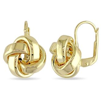 Amour Love Knot Leverback Earrings In 10K Yellow Gold