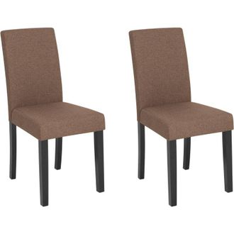 Beliani Conjunto De 2 Sillas De Comedor Tapizadas En Tela Marr&oacute;n Con Patas De Madera Broadway