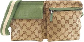 Gucci Beige Green Gg Canvas Fanny Pack (Pre-Owned)