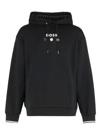 BOSS logo-lettering hoodie - Black