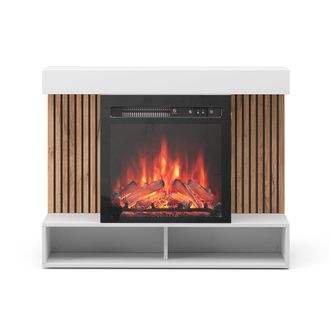 Vicco Chimenea El&eacute;ctrica Lynea, Blanco, 100 Cm Con Efecto De Llama Realista Y Calefactor De 1800 W