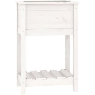 vidaXL Vidaxl - Jardinera De Madera Maciza De Pino Blanco 54x34,5x81 Cm