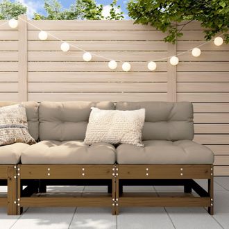 vidaXL Sof&aacute;s Centrales De Jard&iacute;n 2 Uds Madera Maciza Pino Marr&oacute;n Miel Vidaxl