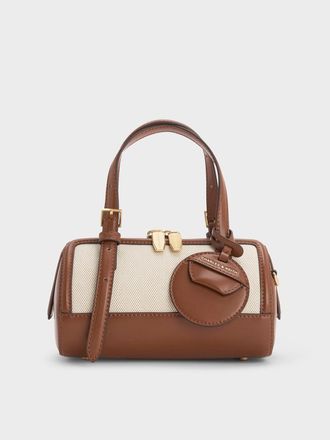 Charles & Keith Enola Canvas Two-Tone Bowling Bag